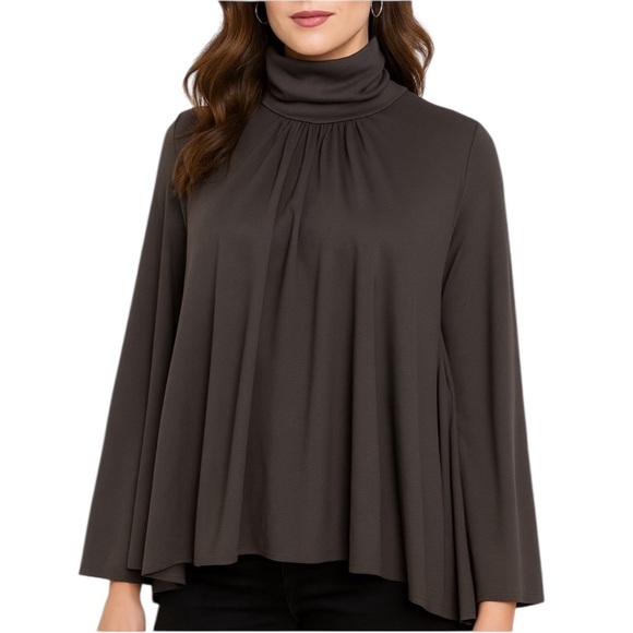 Laura Galic Tops - Laura Galic Couture Black Babydoll Turtleneck Flowing Top